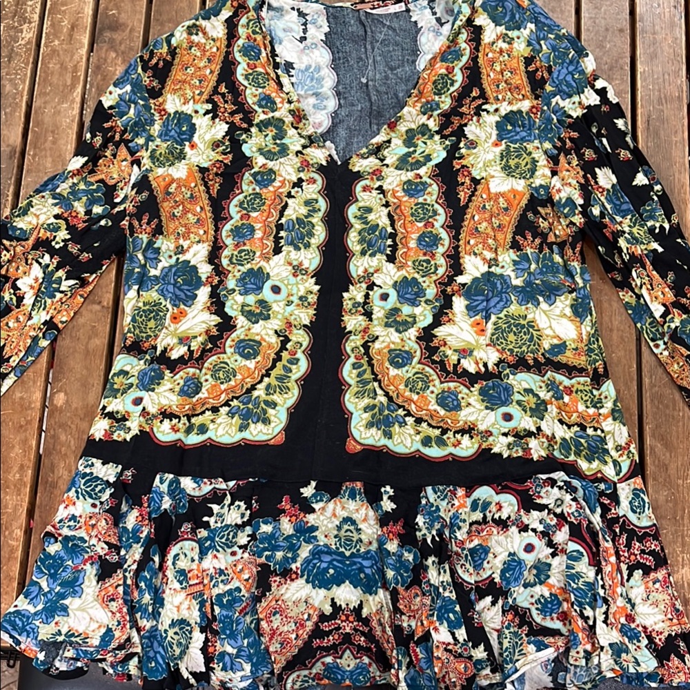 Free People Multicolor Floral Blouse